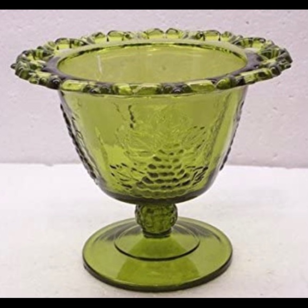 Vintage Indiana Glass Green Compote Bowl